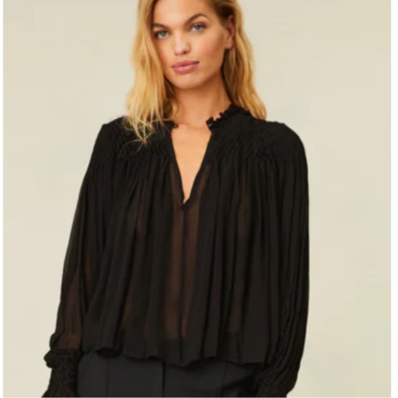 Love Shack Fancy Fernanda Blouse Black XS - Picture 1 of 7